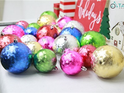 Trái châu Noel họa tiết 3D hình thoi NOEL-TRCH-03